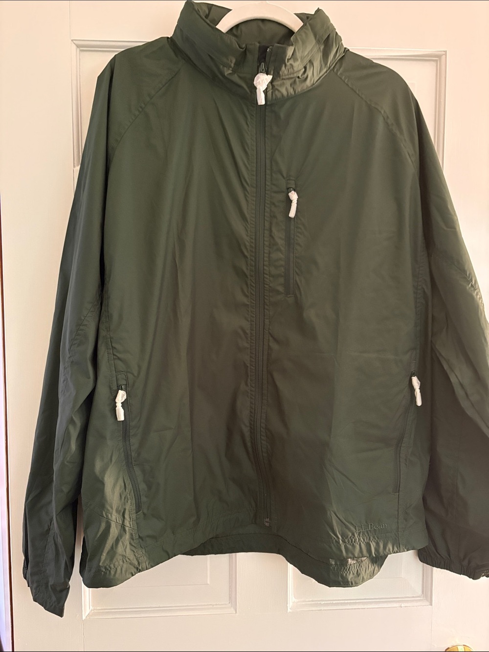 L.L. Bean Olive Green Zip-Front Raincoat